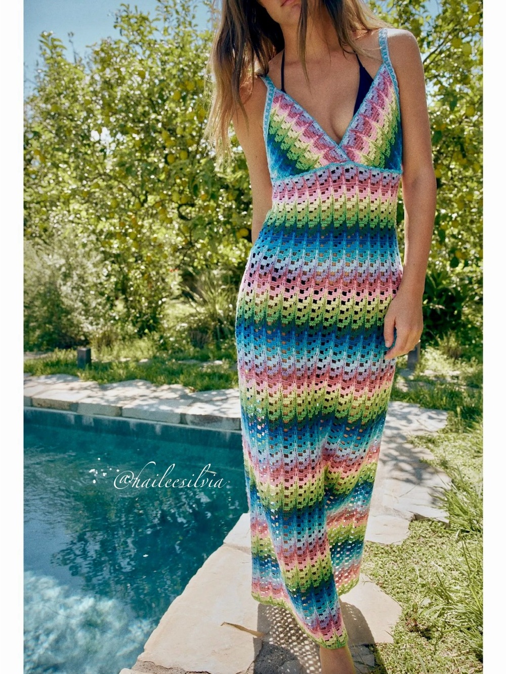 Zara LONG KNIT STRAP DRESS